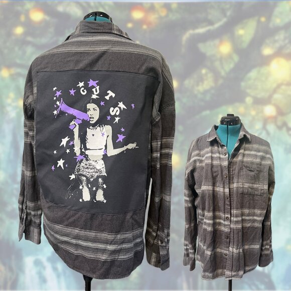 Upcycled Olivia Rodrigo Flannel | PacSun Oversized Size L | GUTS Album - Picture 1 of 5